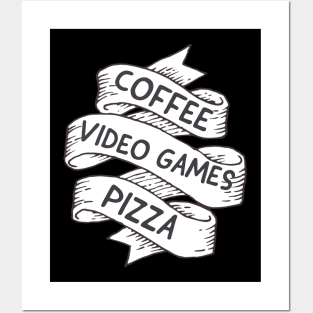 Coffee,  video games, pizza Posters and Art